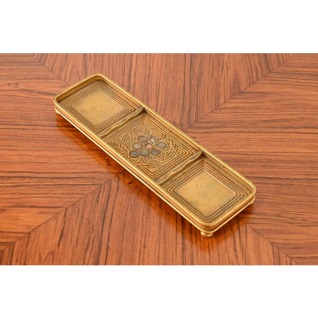 Tiffany Studios New York Bronze Doré and Abalone Pen Tray For Sale - Image 13 of 13