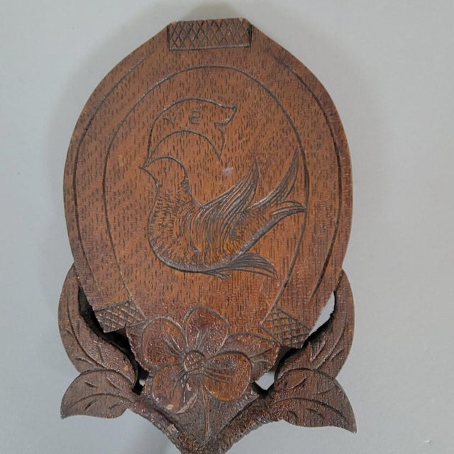 Antique American Folk Art Horseshoe Mirror With Carved Dove and Initials For Sale In Raleigh - Image 6 of 7