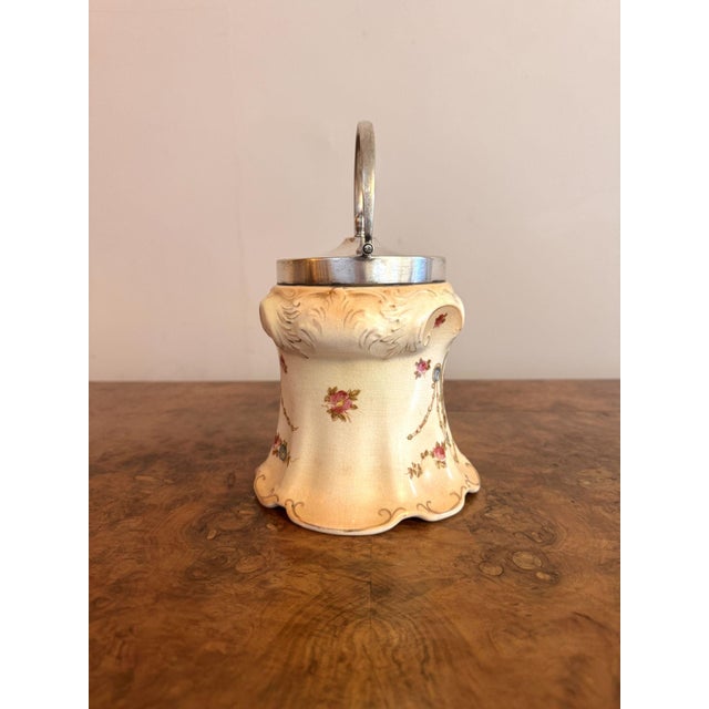 Antique Edwardian Crown Devon Biscuit Barrel, 1900 For Sale - Image 3 of 6