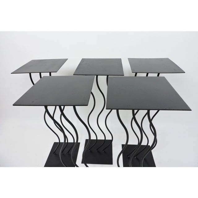 1990s Post Modern Memphis Style Wavy Steel Plant or Speaker Stand For Sale - Image 9 of 14