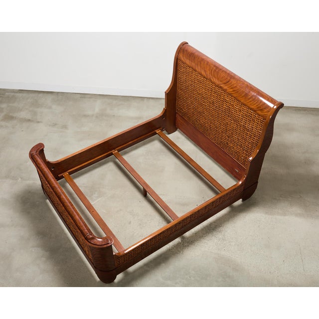 Ralph Lauren Villa America Mahogany Rattan Gondola Sleigh Bed For Sale - Image 12 of 18