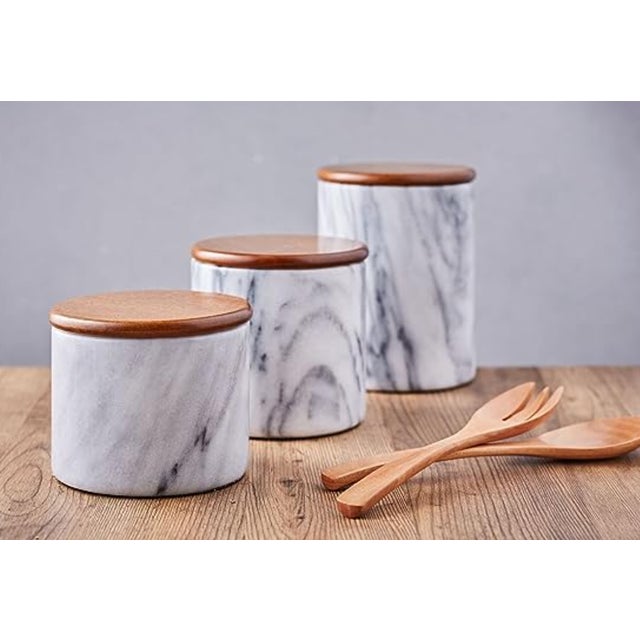 Artifacts Trading Company Storage Canister with Sealed Wood Top in White, Medium For Sale In Houston - Image 6 of 6