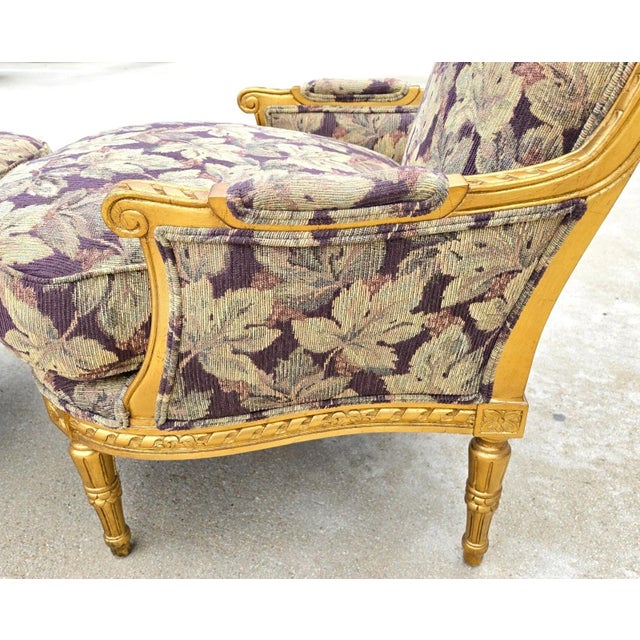 French Dm D & D Building Nyc French Louis XVI Style Giltwood Oversized Bergère Armchairs For Sale - Image 3 of 15