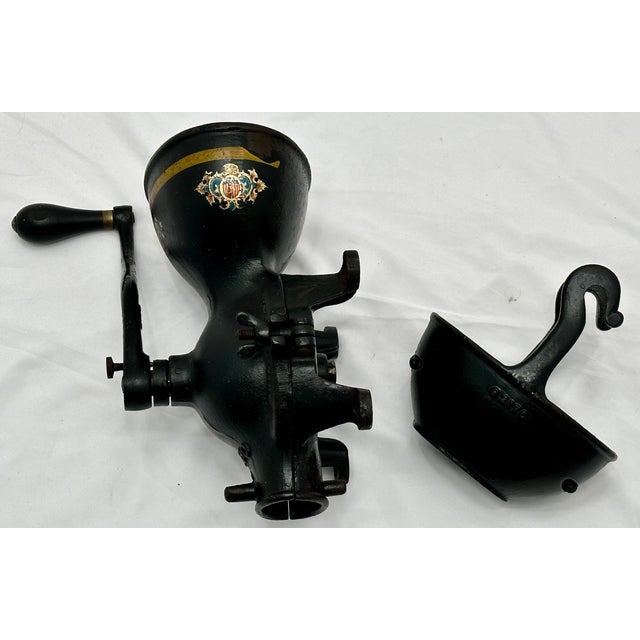 Rare Large Size Antique Enterprise #350 American Cast Iron Wall Mount Hand Crank Coffee Grinder For Sale - Image 13 of 18