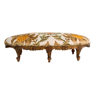 Louis XV Embroidered Linen Footstool For Sale