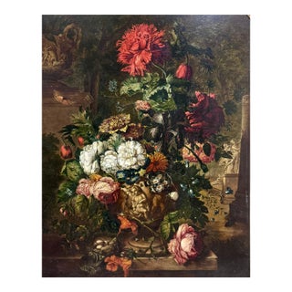 Floral Still Life Oil Painting, After Jan Van Huysum, Dutch (1682-1749) For Sale