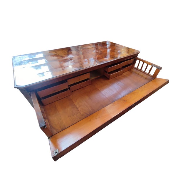 Antique Secretaire with Drop-Leaf Top Drawer and Internal Drawers in Briar Root, 1890 For Sale - Image 3 of 13