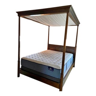 Queen Canopy Chippendale Style Bedframe by Baker Furniture For Sale