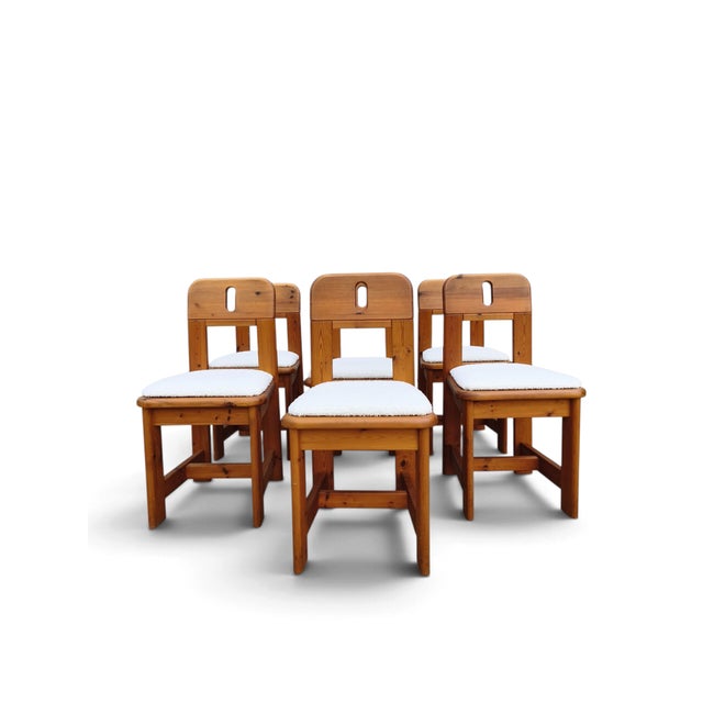 Rustic Teak Dining Chairs from WASA, Set of 6 For Sale - Image 3 of 10