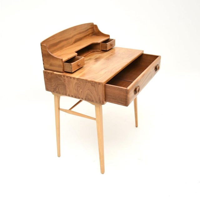 Mid-Century Modern Vintage Writing Desk in Elm from Ercol, 1960s For Sale - Image 3 of 11