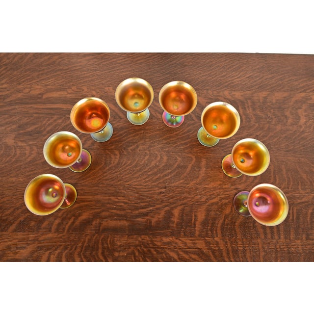 Early 20th Century Early 20th Century Steuben Aurene Iridescent Art Glass Goblets - Set of Eight For Sale - Image 5 of 9