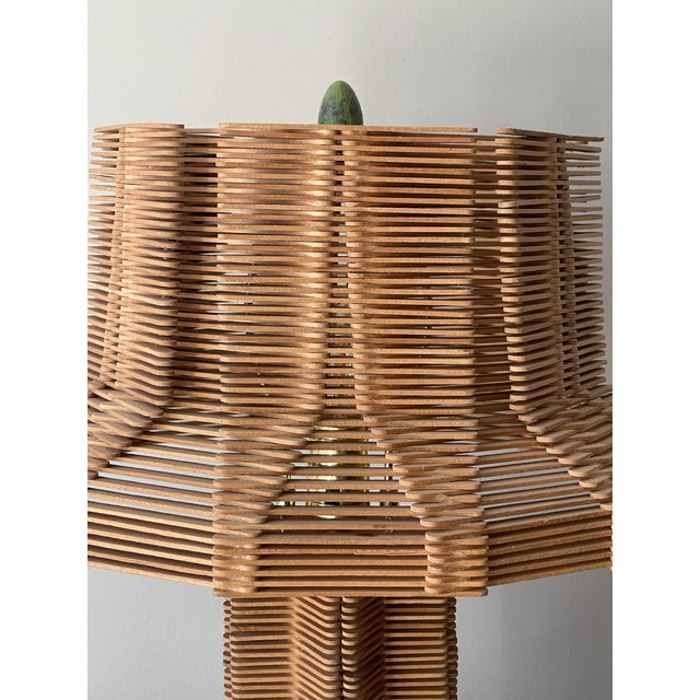 Mid-Century Handcrafted Sculptural Wood Table Lamp For Sale - Image 9 of 11