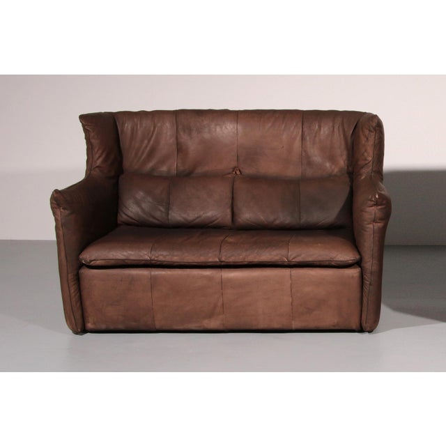 1970s Patinated Leather Sofa by Gerard Van Den Berg for Montis, Netherlands, 1970s For Sale - Image 5 of 15