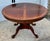 1990s Vtg. Carved Banded Inlaid Mahogany Regency Style Round Dining Table For Sale - Image 5 of 12