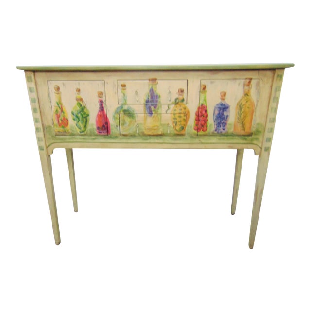 Habersham Italian Tuscan Style Hand Painted Huntboard For Sale