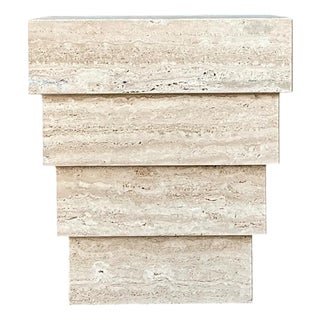 Vintage Stacked Travertine Pedestal For Sale