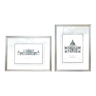 Late 20th Century Architectural Engraving Prints from Vitruvius Britannicus After C. Campbell, Framed - a Pair For Sale