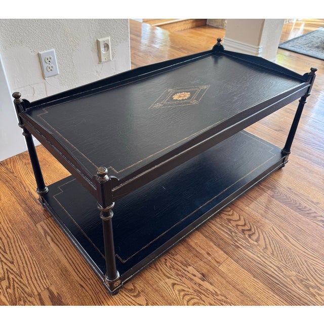 Hollywood Regency Late 20th Century Attributed to Brunschwig & Fils “Elgin" Tiered Coffee Table For Sale - Image 3 of 3