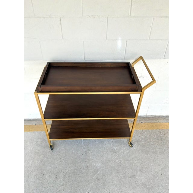 2020s Hooker Furnishings Gold Bar Cart With Removable Tray. For Sale - Image 5 of 9