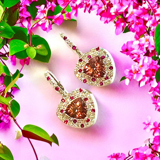 Natural Tourmaline Ruby Diamond Dangle Earrings 14k WG 10.53 TCW Certified For Sale - Image 18 of 18