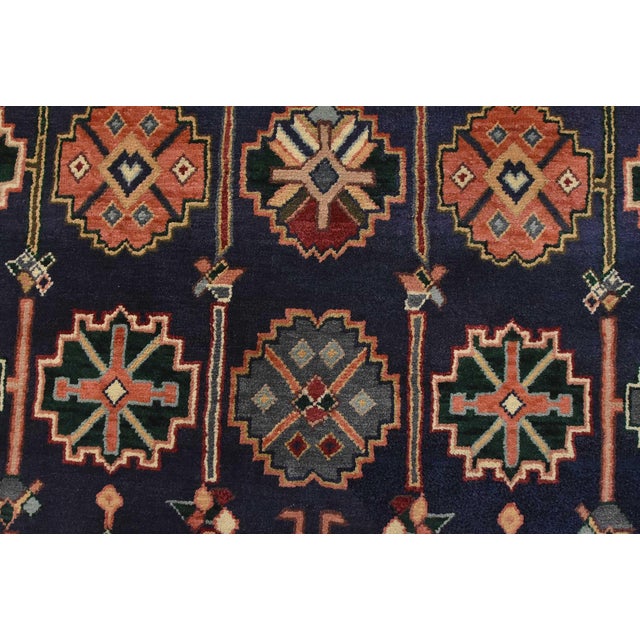Heriz Rug 5’11” X 8’11” Blue Wool Vintage Tribal Hand-Knotted Oriental Carpet For Sale - Image 9 of 14