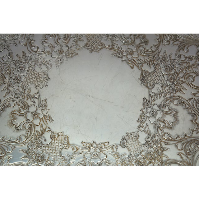 Vintage Silverplate Bar Butler Serving Trays Platters Oneida Rogers Leonard - Set of 3 For Sale - Image 10 of 12