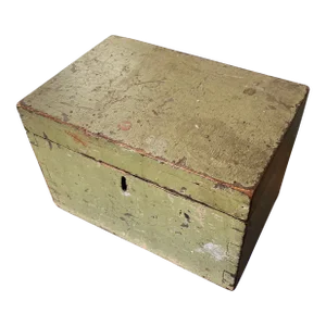 Antique 19th Century American Dovetail Box in Old Green Paint Circa 1830