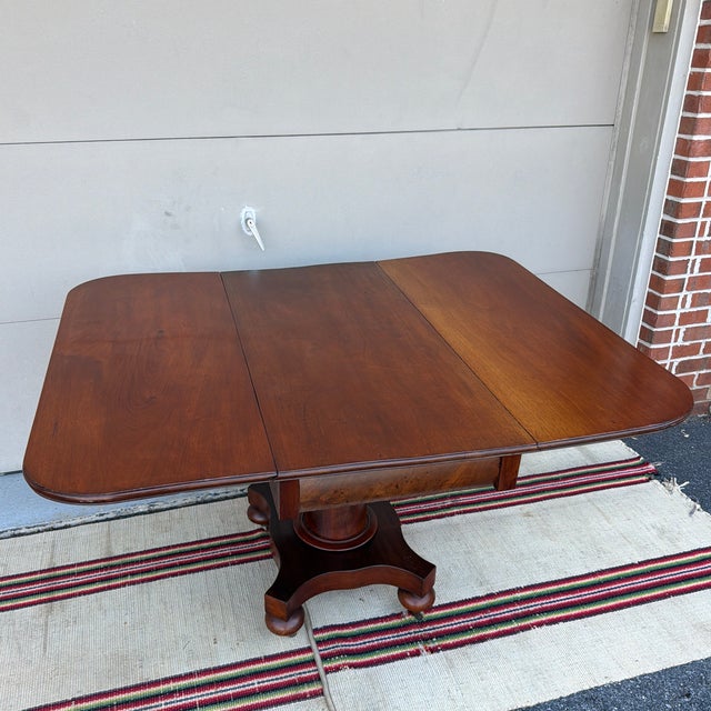 A Fine Antique Mahogany Empire Dropleaf Breakfast Table, New England, Circa 1840's For Sale - Image 6 of 12