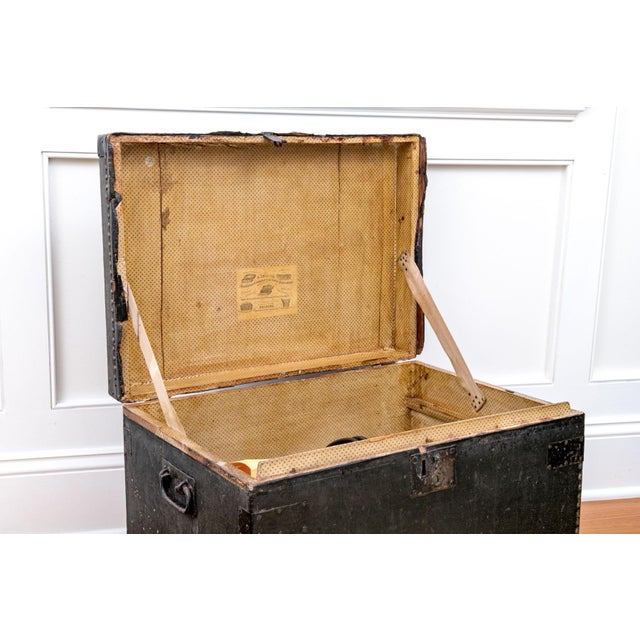 Antique Leather Stage Coach Traveling Trunk For Sale - Image 14 of 16