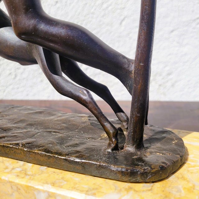 20th Century Man with Antelope in Bronze and Marble For Sale - Image 5 of 18