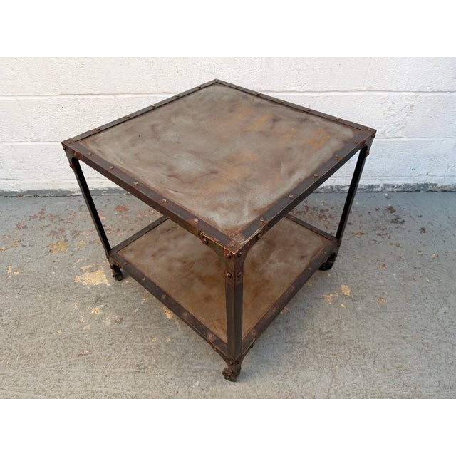 Late 20th Century Rustic Industrial Two-Tier Metal Accent Table For Sale - Image 11 of 15