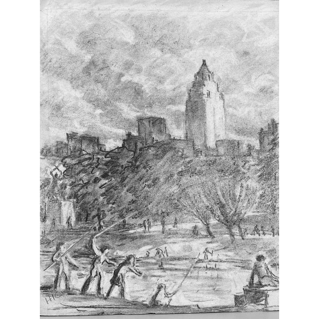 1930s Henry Ives Cobb Jr. Charcoal Drawing of Central Park For Sale - Image 11 of 11
