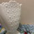 Glass Vintage Fenton Style Milk Glass Fan Vase Daisy and Button White Pedestal Scalloped MCM For Sale - Image 7 of 8