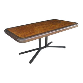 1960s Vintage Helikon Burled Top Desk Table on a Bronze Base For Sale