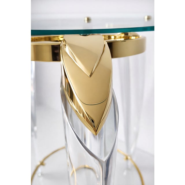 Italian Acrylic and Brass Side Table, 1960s For Sale - Image 4 of 15