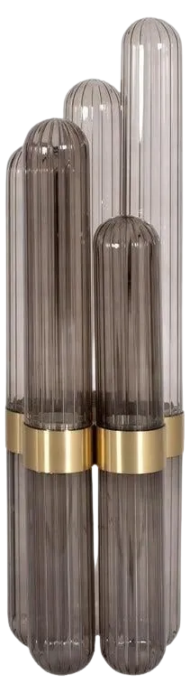 Cactus Big Smoky Grey Polished Brass Floor Lamp by Pulpo