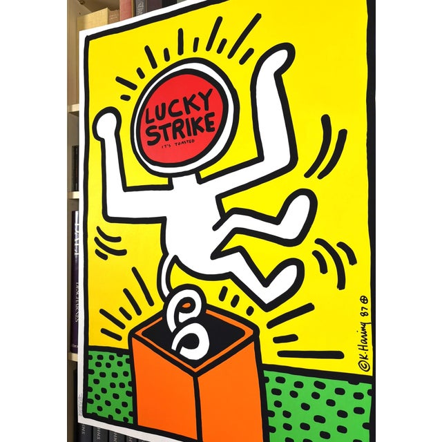 Paper Keith Haring Lucky Strike Original 1987 Silkscreen Poster For Sale - Image 7 of 10