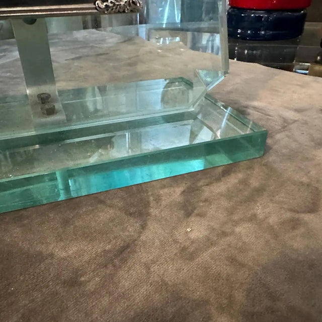 Glass 1950s Fontana Arte Style Mid-Century Modern Verde NIlo Glass Picture Frame For Sale - Image 7 of 11