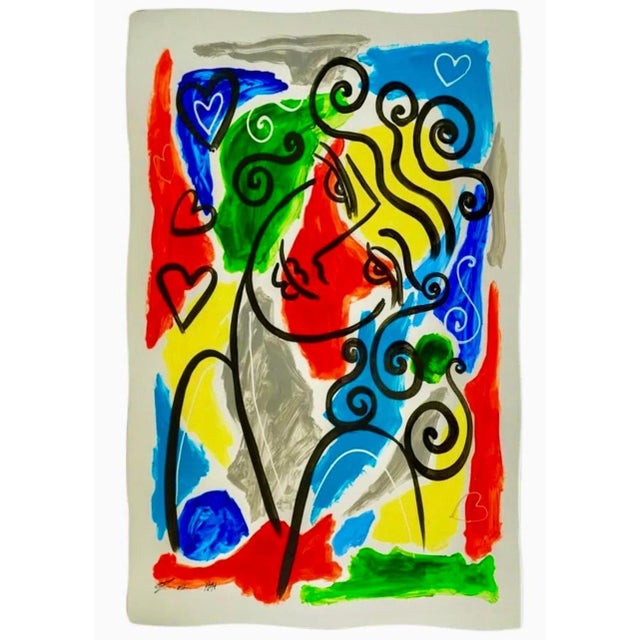 Wood Oz El Hai 1, Original Oz El Hai Israeli Pop Art Vibrant Lacquer Enamel Painting Colorful Love, c. 20th century For Sale - Image 7 of 7
