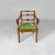 Italian 19th century style armchairs in green fabric and wood, 1930s Pair of armchairs with square seats in green fabric....
