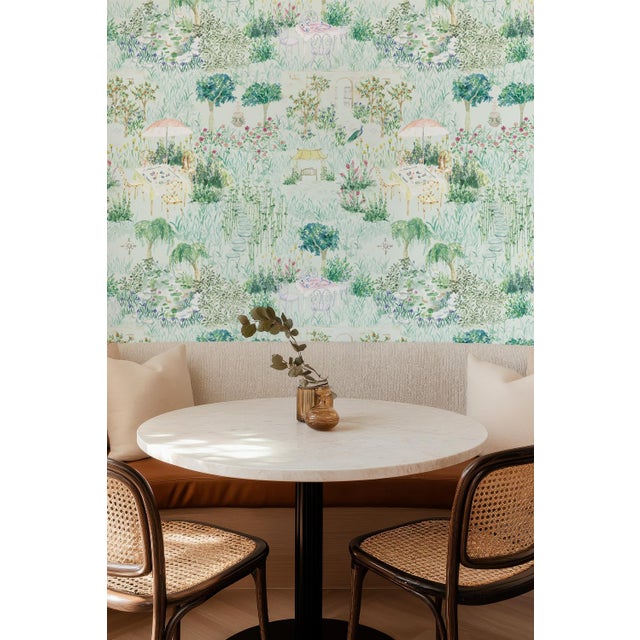 Not Yet Made - Made To Order Mahjong Garden Party Toile Grasscloth Wallpaper by House Party | 6 Yards For Sale - Image 5 of 9