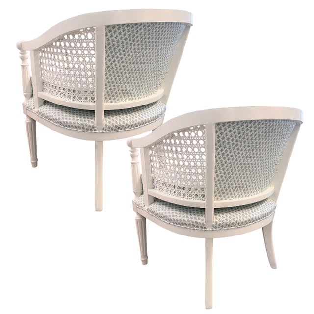 Mid 20th Century Vintage Cane Barrel Lounge Chairs – Pair For Sale - Image 5 of 8