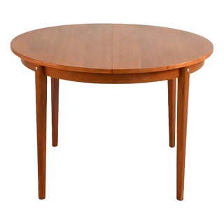Scandinavian Teak Extendable Round Table, 1960s For Sale