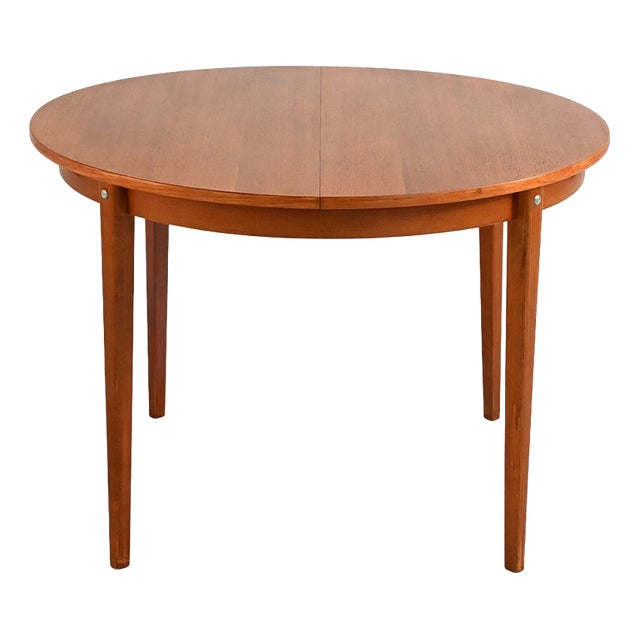 Scandinavian Teak Extendable Round Table, 1960s For Sale