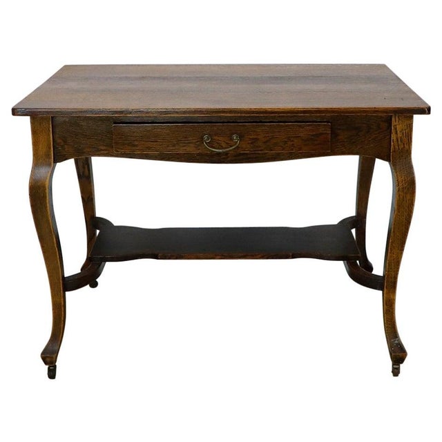 1920s Solid Vintage Oak Writing Table, circa 1920 For Sale - Image 5 of 18