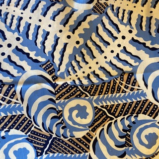 Quadrille Ferns Blue Beige Fabric For Sale