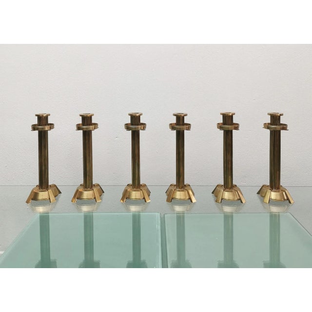 Vintage Italian Brass Candleholders, 1970s, Set of 4 For Sale - Image 4 of 11