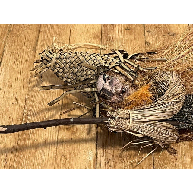 Late 20th Century VTG 26" Paper Mache Burlap Kitchen Witch Halloween Folk Art Decor For Sale - Image 5 of 10