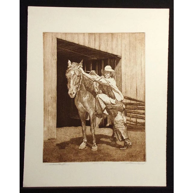 1979 "Lightning's Friend" Figurative Etching of Cowboy and Horse For Sale In Denver - Image 6 of 6