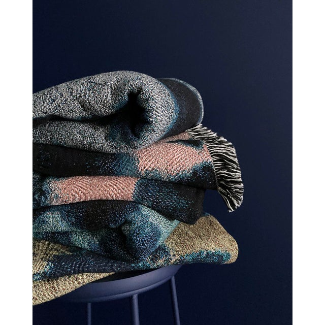 Textile Rousseau Rose Inkblot Abstract Pattern Fringed Throw Blanket For Sale - Image 7 of 7